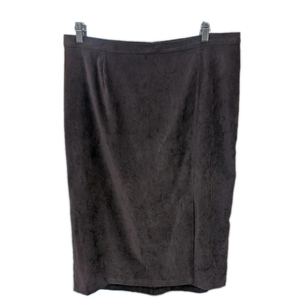 Tribal 14 Faux‎ Suede Pencil Skirt Midi Slit Brown Soft Western Equestrian Boho